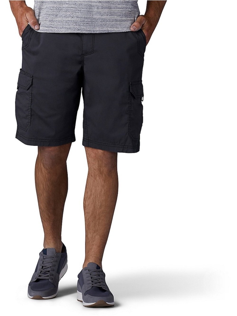 Men's Black Cargo Shorts with Multi-Pocket Design